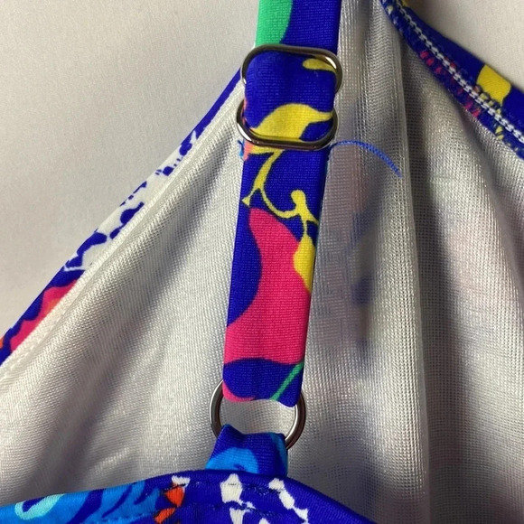 JMS JUST MY SIZE WOMENS SWIM TOP SIZE 22W ROYAL BLUE FLORAL PRINT UNDERWIRE - Picture 5 of 11